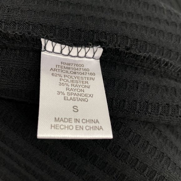 CHASER Waffle Knit Henley Thermal Black Long Sleeve Four Button Cuff Size S - Picture 15 of 16